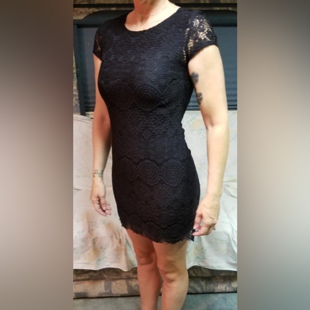 Laundry by Shelli Segal Black Lace Dress Sz 0